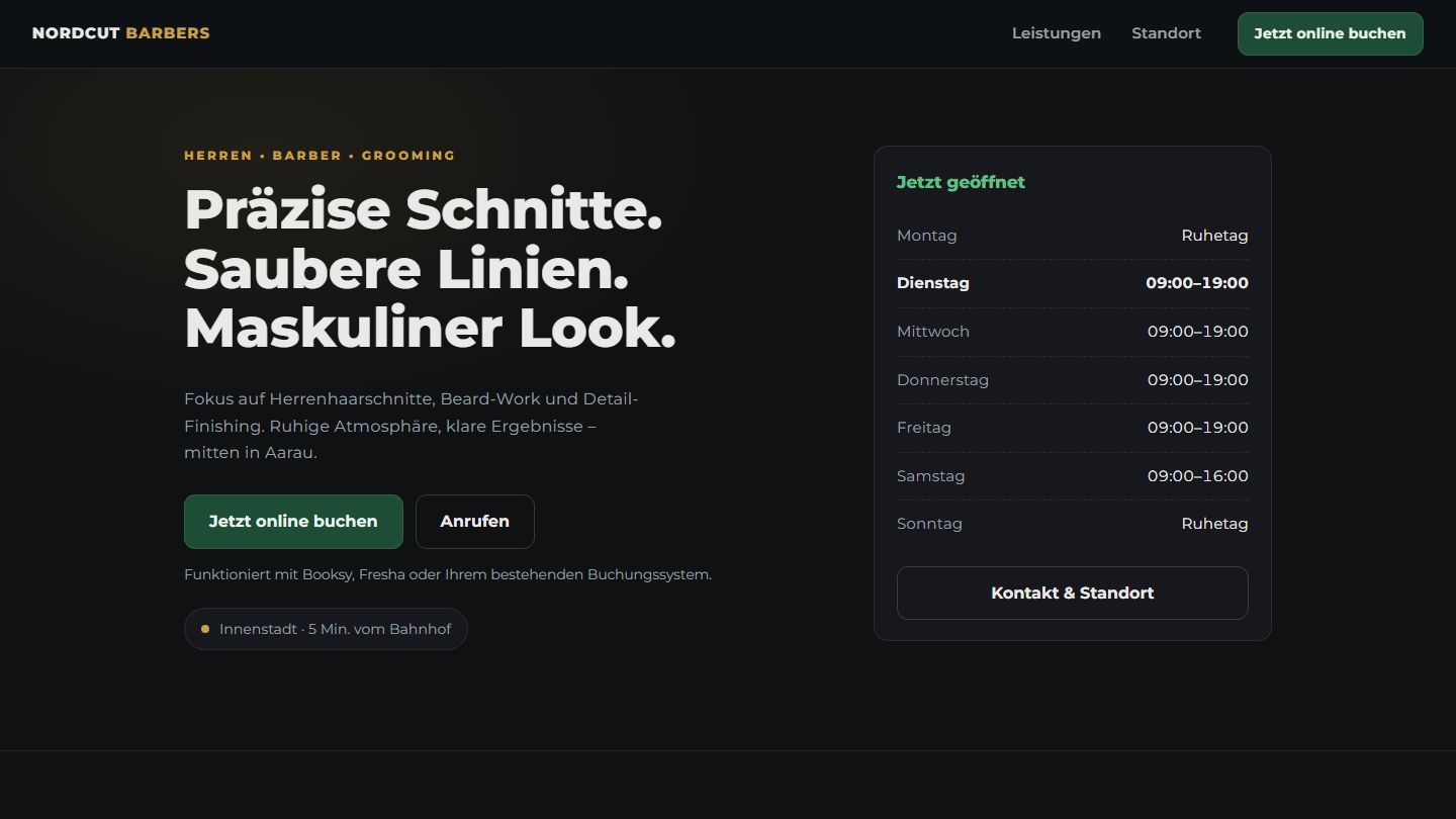 Nordcut Barbers – Vorschau der Demo-Website