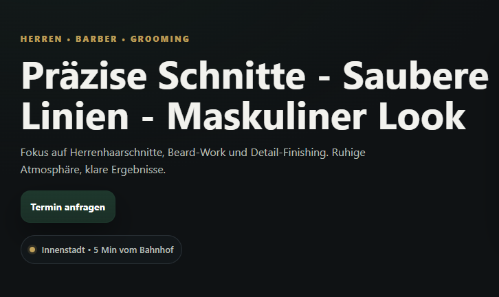 Demo-Projekt Herrenbarbier – Vorschau