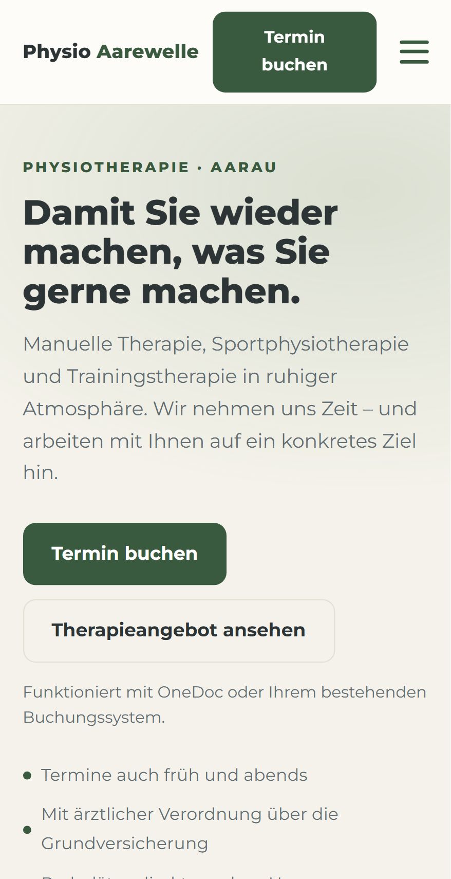 Die Physio-Demo auf einem Smartphone